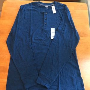 Old Navy Men’s Longsleeve Blue Henley Large